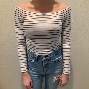 White and Blue striped bodysuit